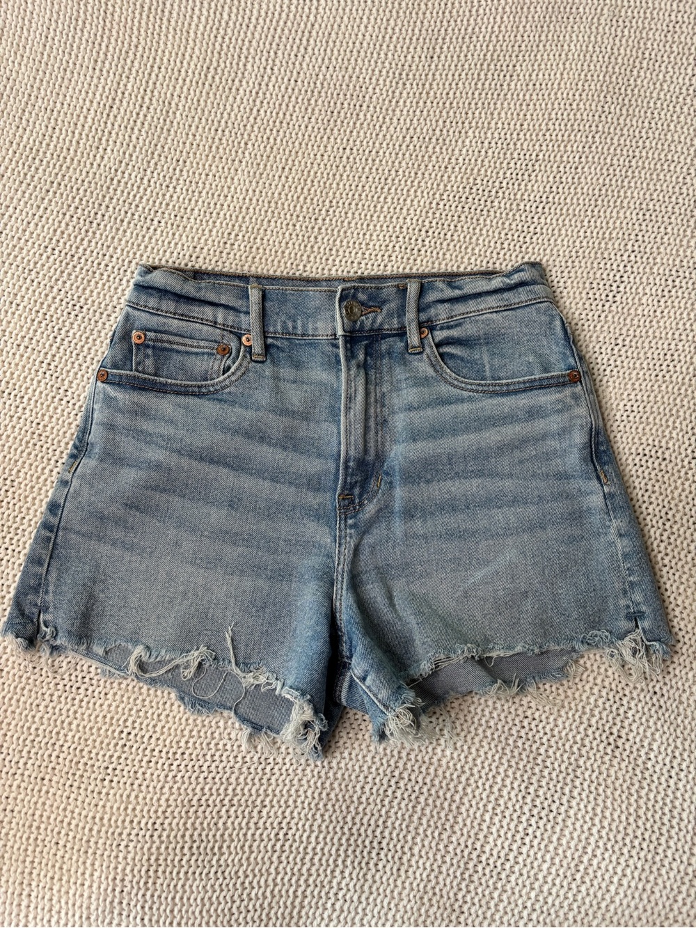 American Eagle Outfitters Light Blue Distressed Denim Shorts